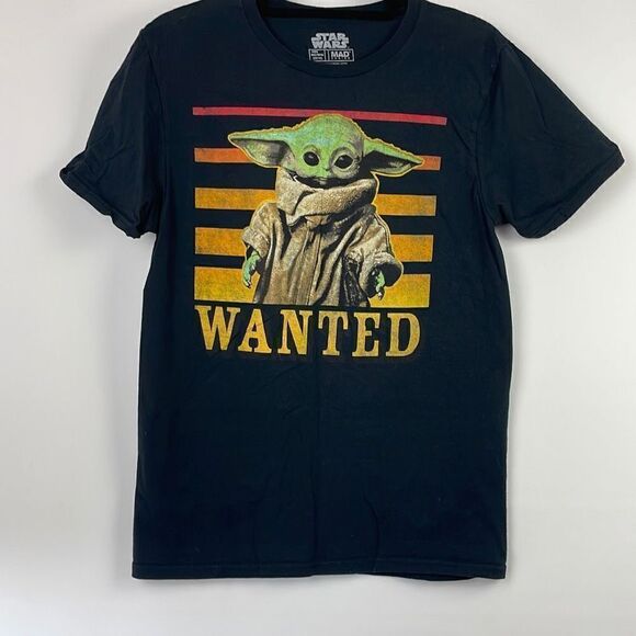 Star Wars The Child Mandalorian Wanted Graphic T-shirt Black M - Picture 1 of 5